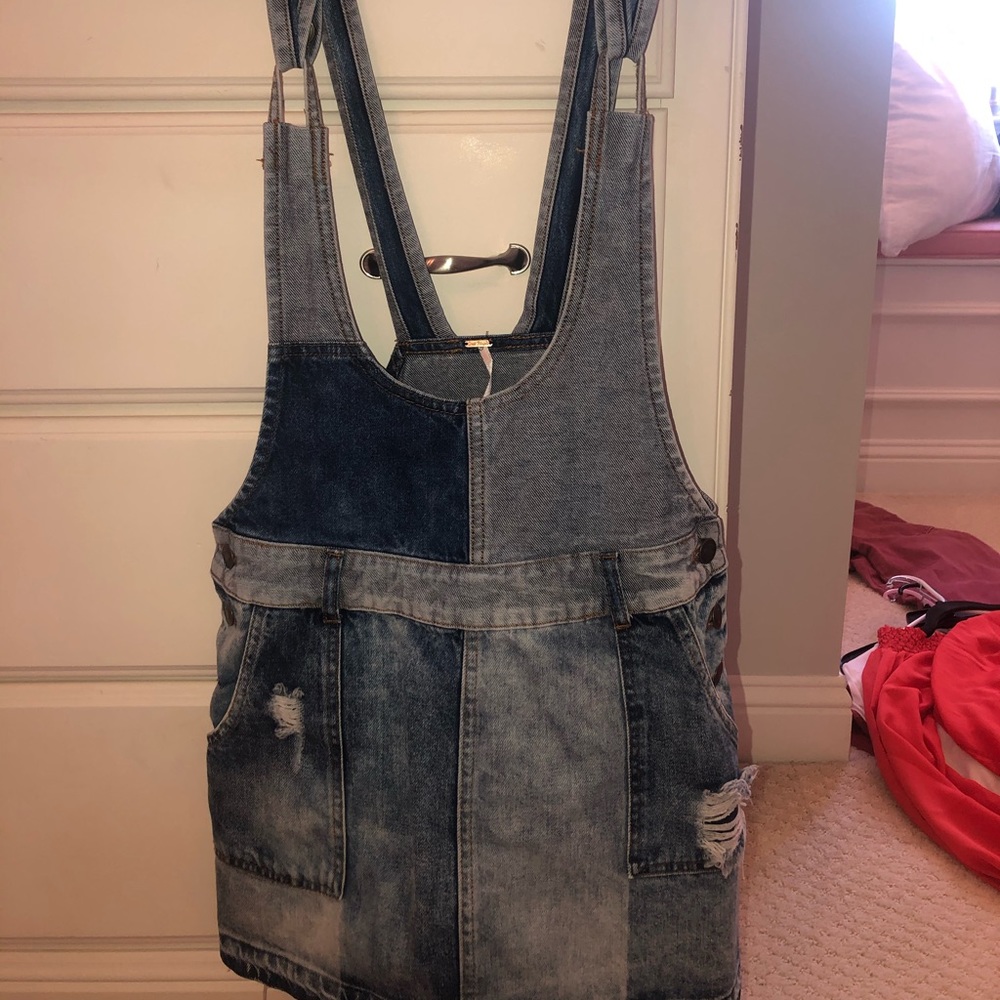 Free people Jean skirt overalls size 8